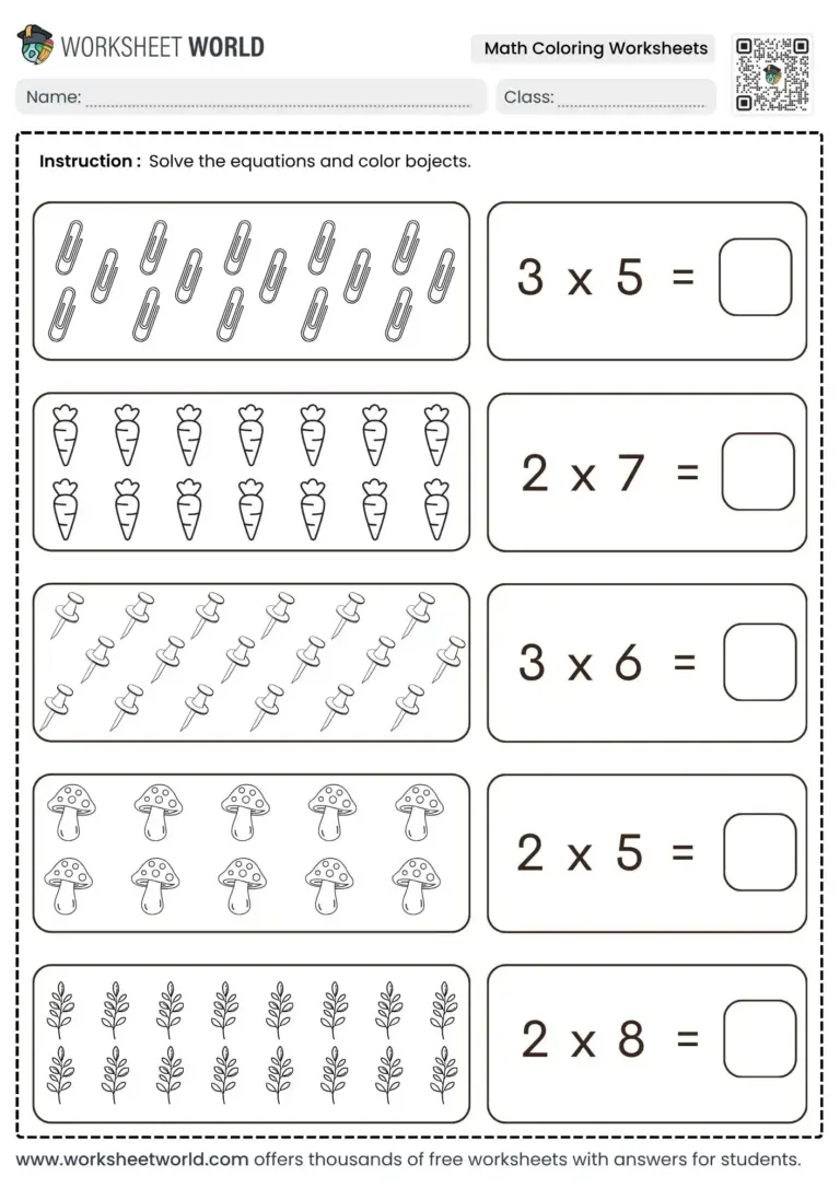 Printable Worksheets For Kids Maths - Engaging printable worksheets for kids featuring math coloring activities to solve equa