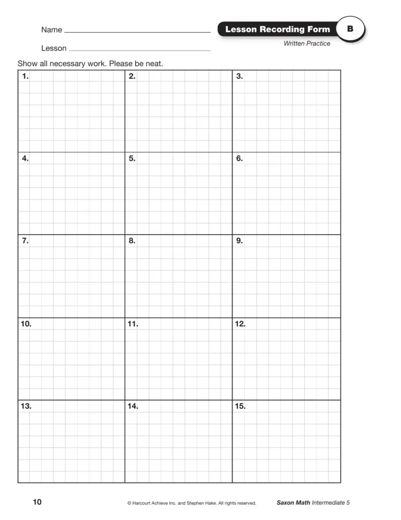 Saxon Math Worksheet 1-30 Printable