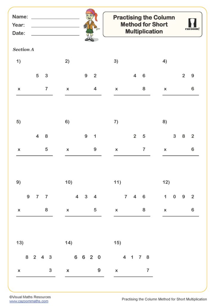 Short Multiplication Worksheets Year 3 – Practising the Grid Method for Short Multiplication (A) Worksheet … Short Multiplication Worksheets Year 3 - Practising the Grid Method for Short Multiplication (A) Worksheet ...