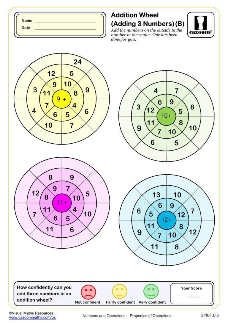 Free printable Silver Burdett Company Math Worksheets featuring an addition wheel for practicing addition skills