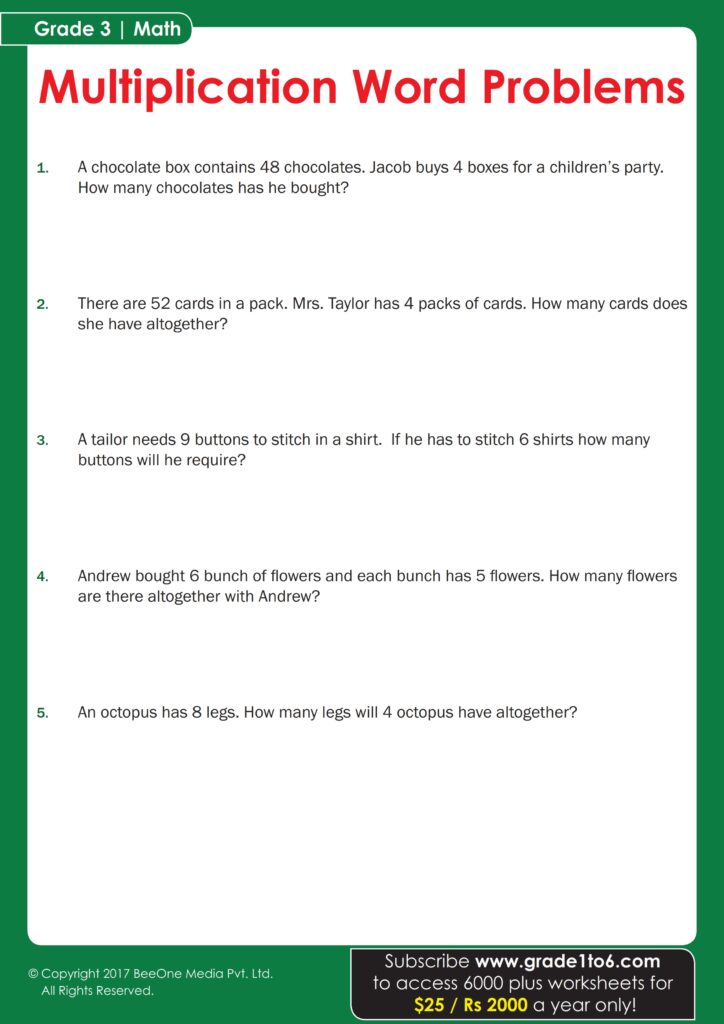 Simple Multi Math Problems Worksheet