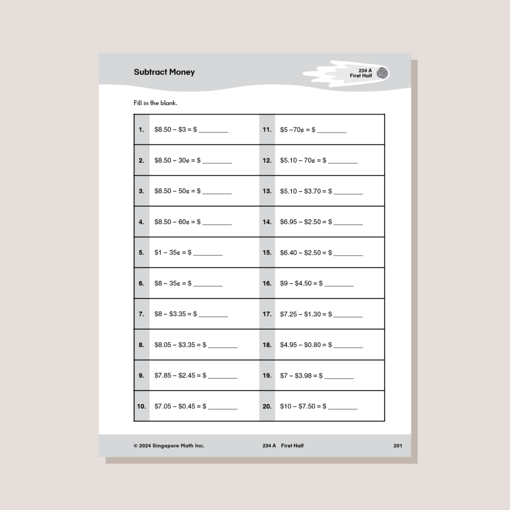 Singapore Math Work Sheets for Grade 2