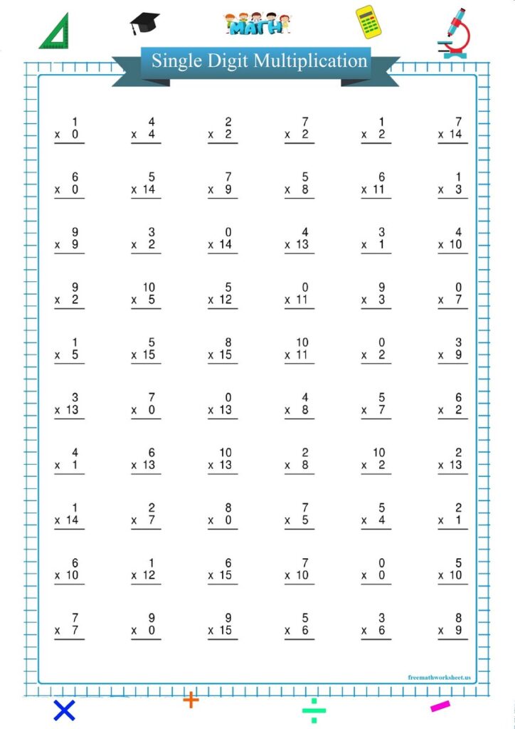Single Digit Multiplication - Eight Worksheets / FREE Printable ...