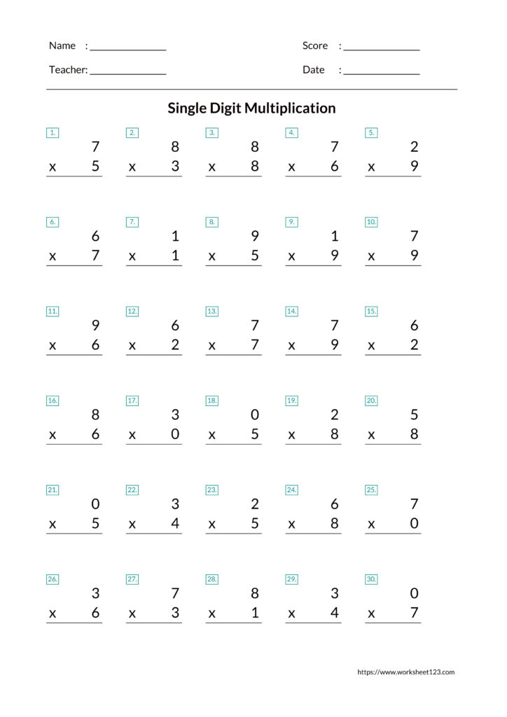 Single Digit Multiplication Worksheet Generator – Free and Customizable Single Digit Multiplication Worksheet Generator - Free and Customizable