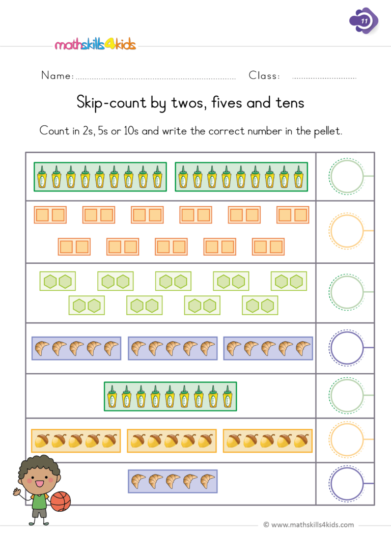 Free printable Skills Worksheet Math Skills Work for skip counting by twos, fives, and tens