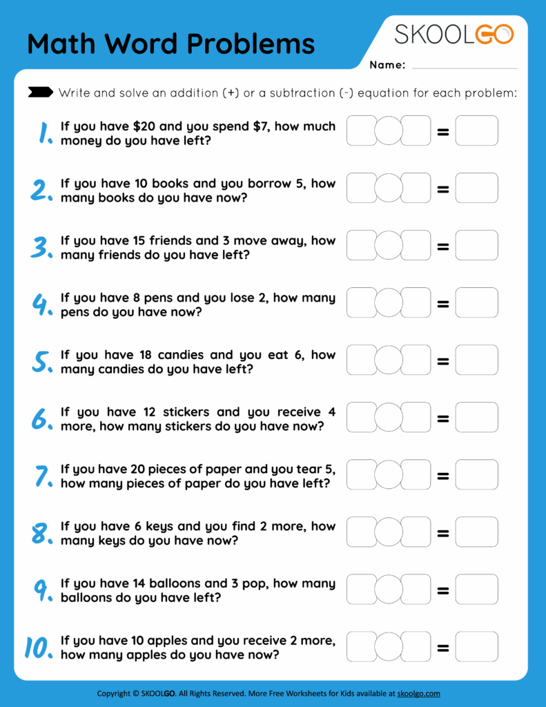 Engaging So Many Problems Math Worksheet with various word problems for students to solve