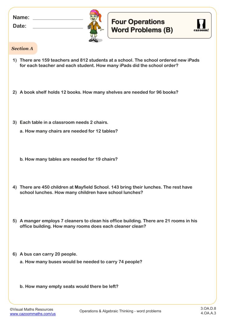 Solve Word Problems Worksheets Printable worksheets for solving word problems in math