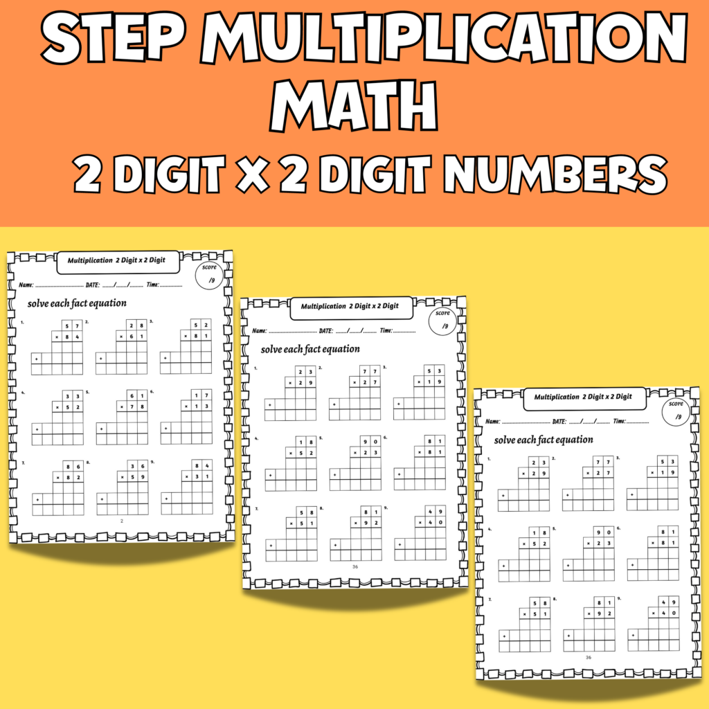 Step Multiplication Math Practice Worksheets , 2 Digit x 2 Digit ...