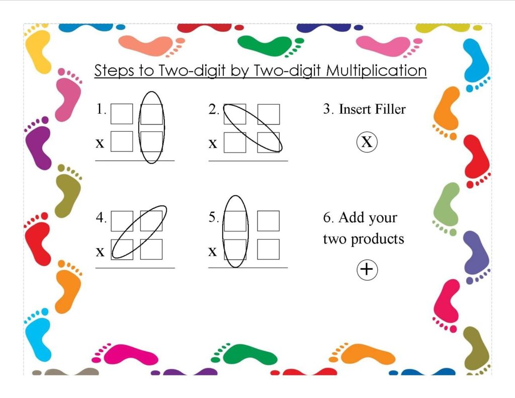 steps to two digit by two digit multiplication- free | Multiplication ...