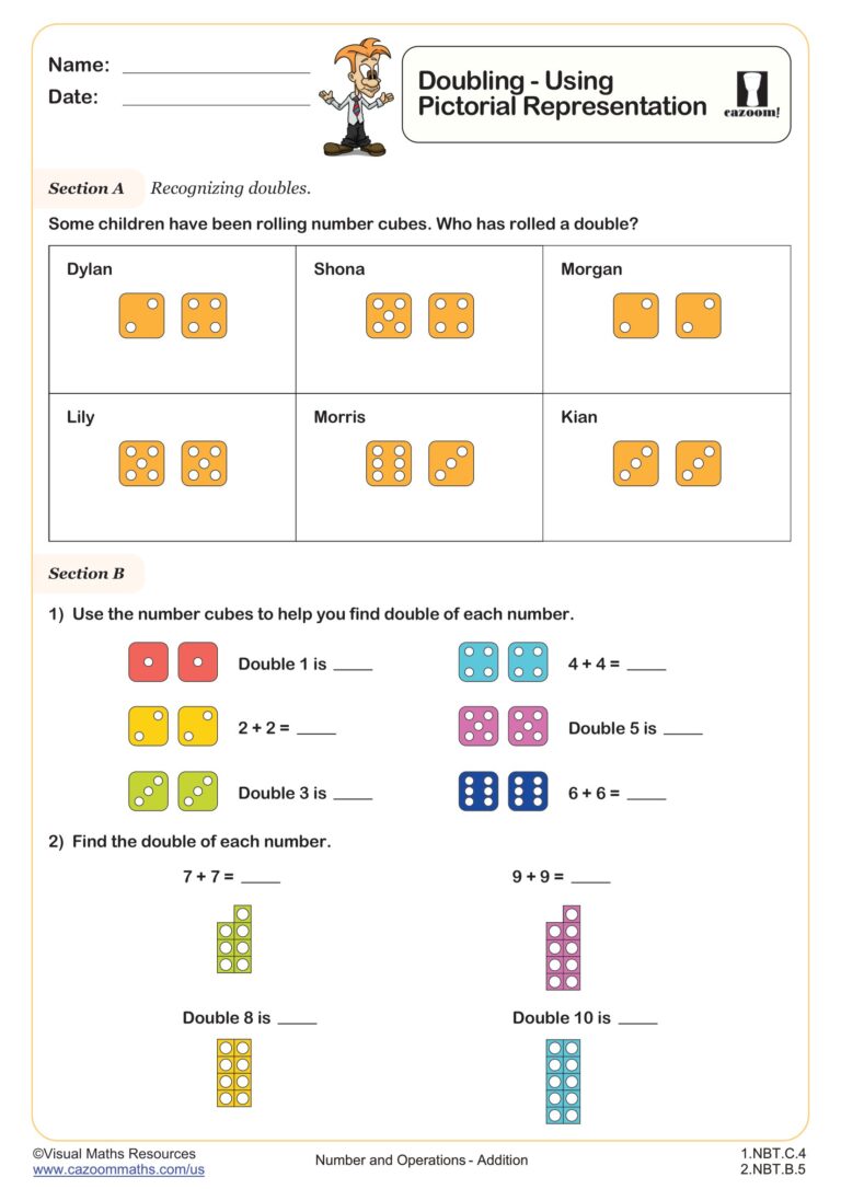 Free printable Student Worksheet 2 Focused Learning Lessons For Mathematics featuring doubling and pictorial representation e
