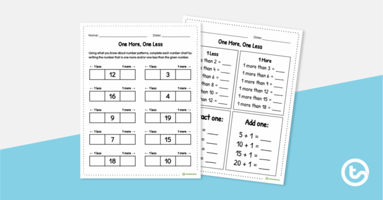 Printable One More, One Less worksheet for Teaching Low Level Students Math Skills-Worksheets