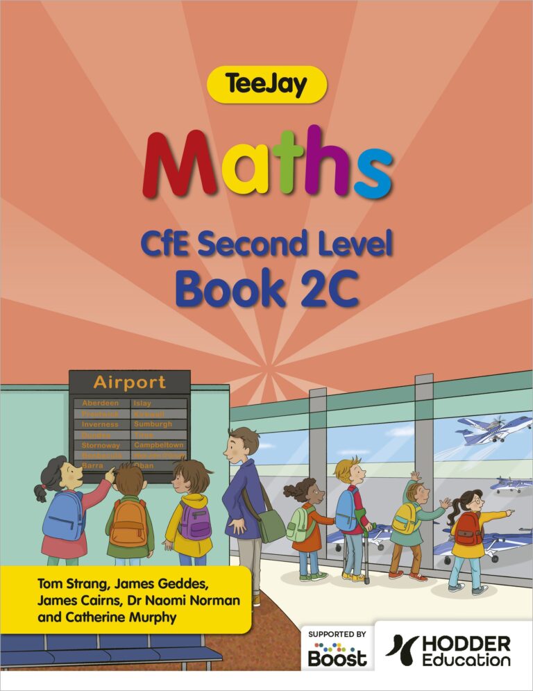 Colorful cover of Teejay Maths Level B Worksheets featuring children at an airport
