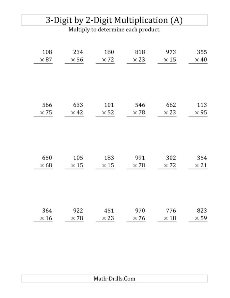 three digit by 2 digit multiplication worksheet for students to learn three digit by 2 digit multiplication worksheet for students to learn