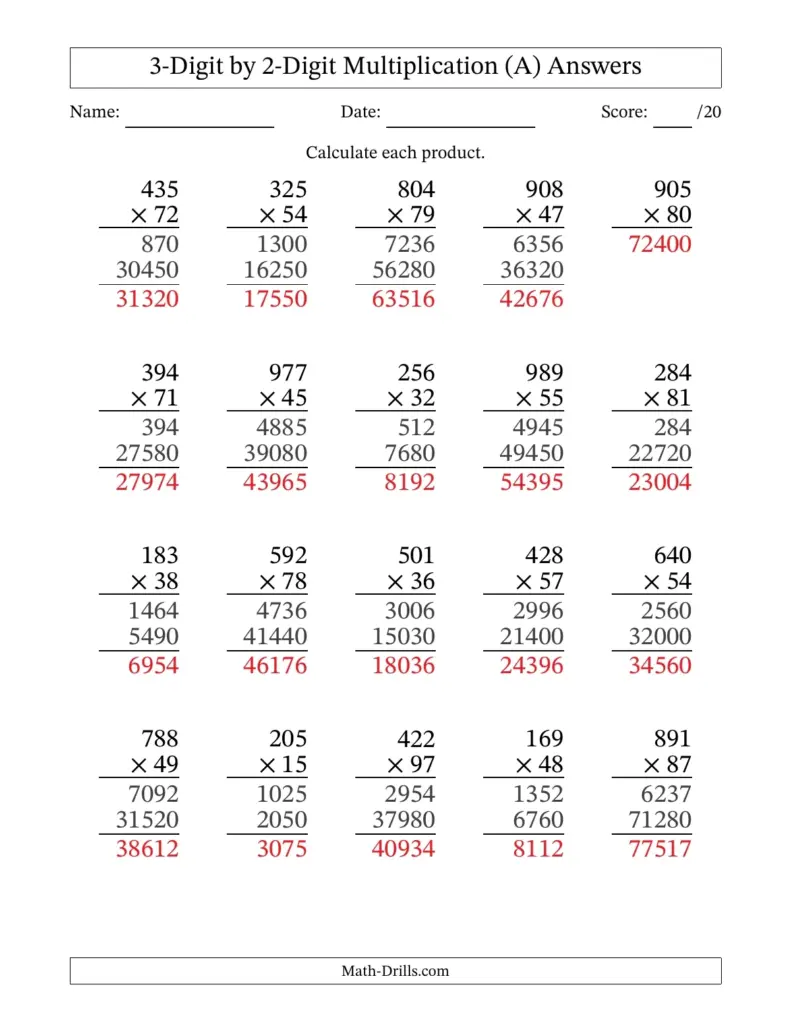 Three Digit By Two Digit Multiplication Worksheets - Free Printable ...