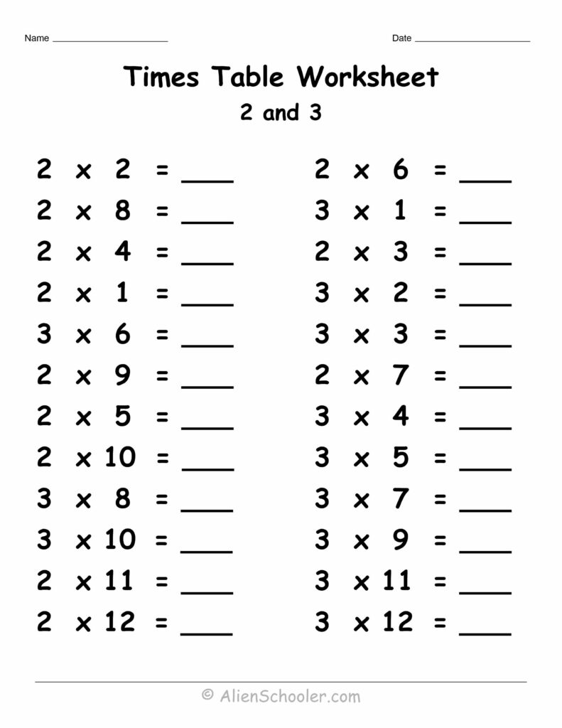 Times Table 2 and 3 Worksheet Printable and Live Worksheets – Alien … Times Table 2 and 3 Worksheet Printable and Live Worksheets - Alien ...