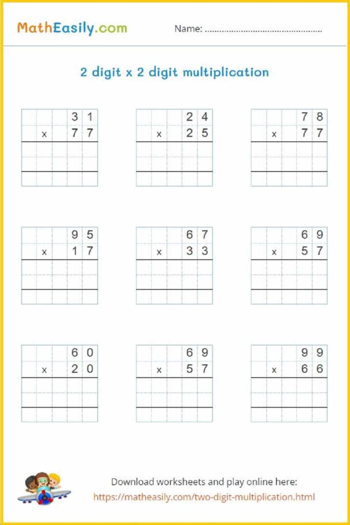 Two By Two Digit Multiplication Worksheet - 2 Digit By 2 Digit Multiplication Games + Worksheets