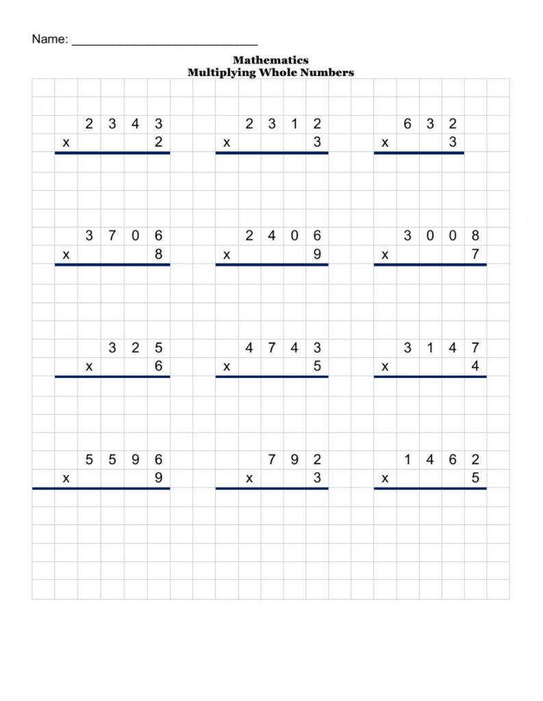 Whole Number Multiplication Worksheets Whole Number Multiplication Worksheets
