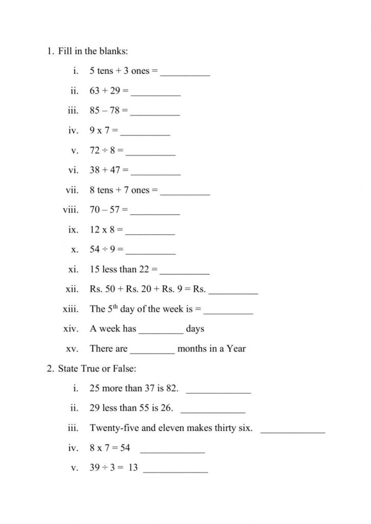 Worksheets For Class 2 – Grade 2 Math Worksheets – GVHEQG